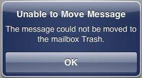 How to fix iPhone IMAP error “unable to move message to trash”